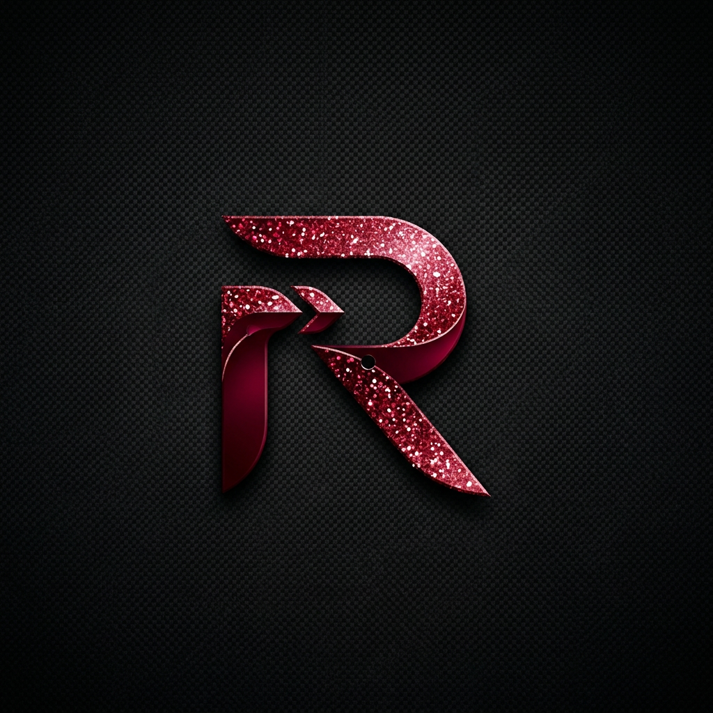 AI Design for need a logo with R in gilterry red black background