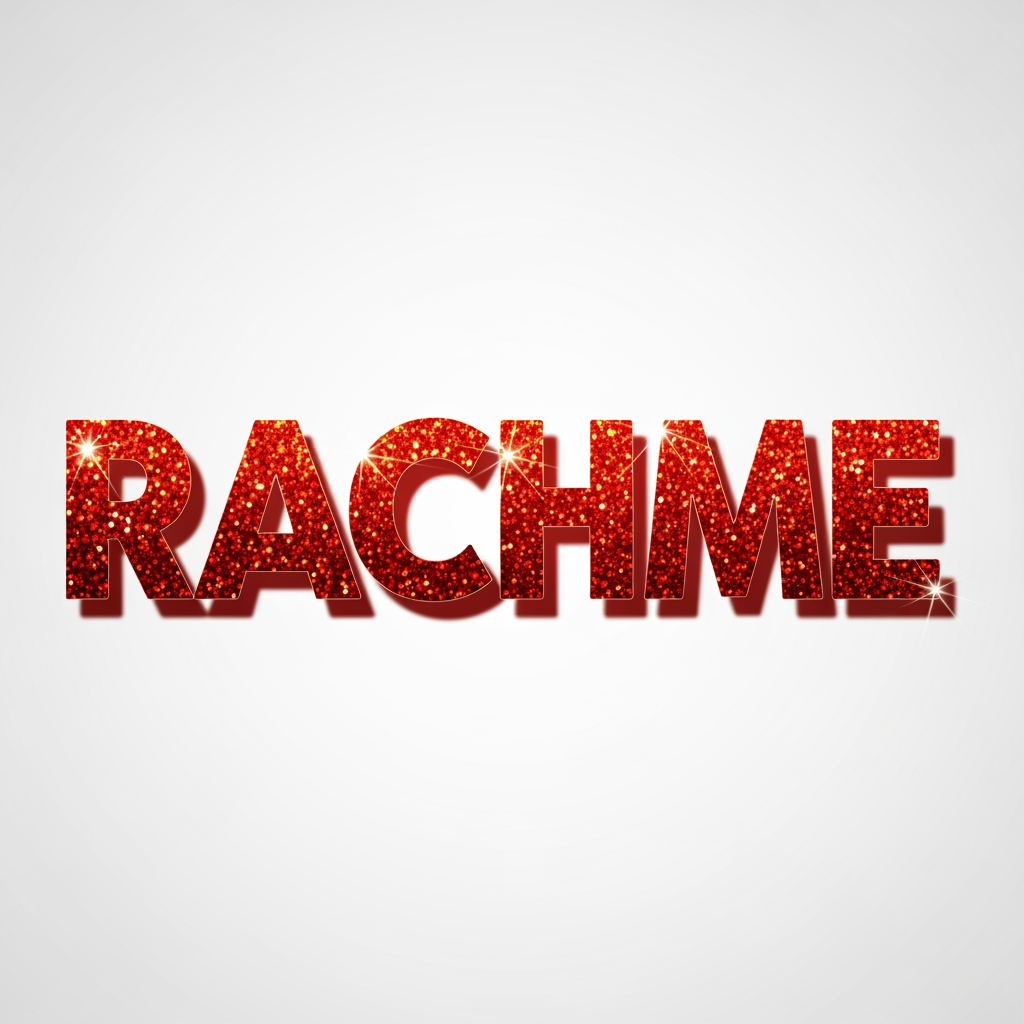 AI Design for need a logo with RACHME IN GLITERRY RED