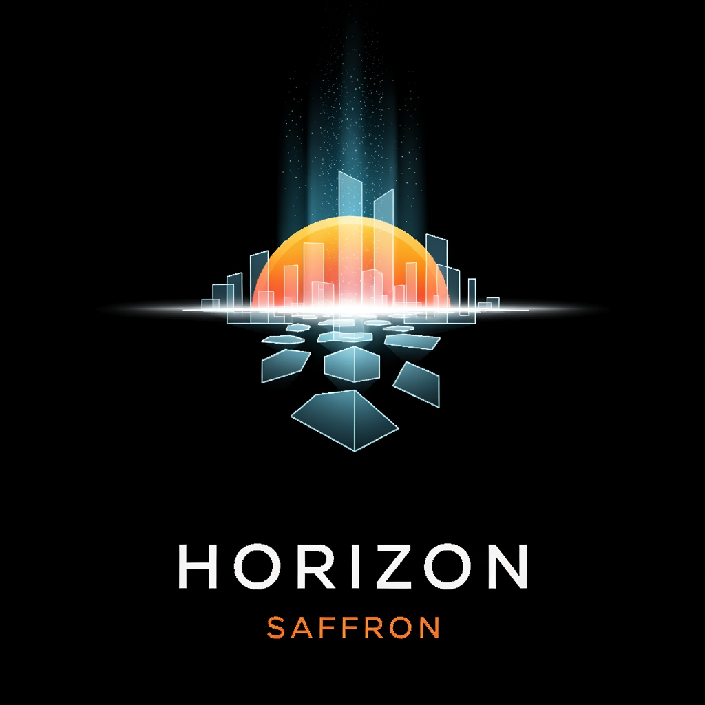 AI Design for i have an vertulization software company which is helps realistate developer to virutulize thear realistate assets and provide a globle devliver for thear client so thear client can experiance the property in real time and see it batter, the softre company name is saffron and product name is horizon i want a logo for horizon