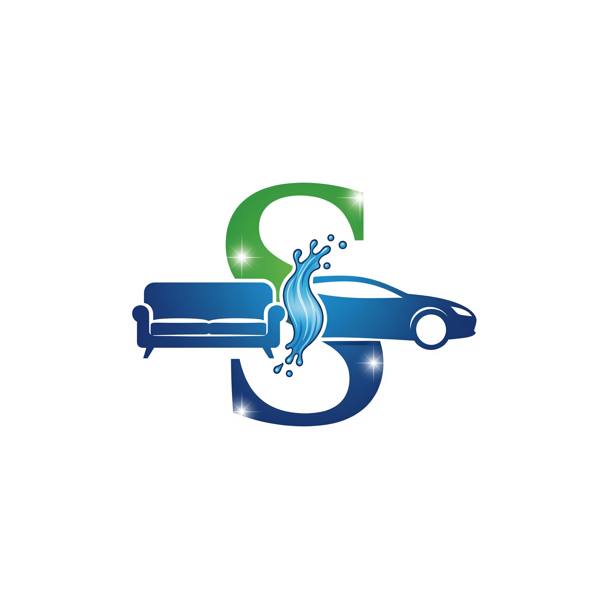 AI Design for SPARKLE
Letter "S" ko design karo:
Left side sofa shape
Right side car silhouette
Beech me water splash
Blue + Green color theme
Minimal premium branding