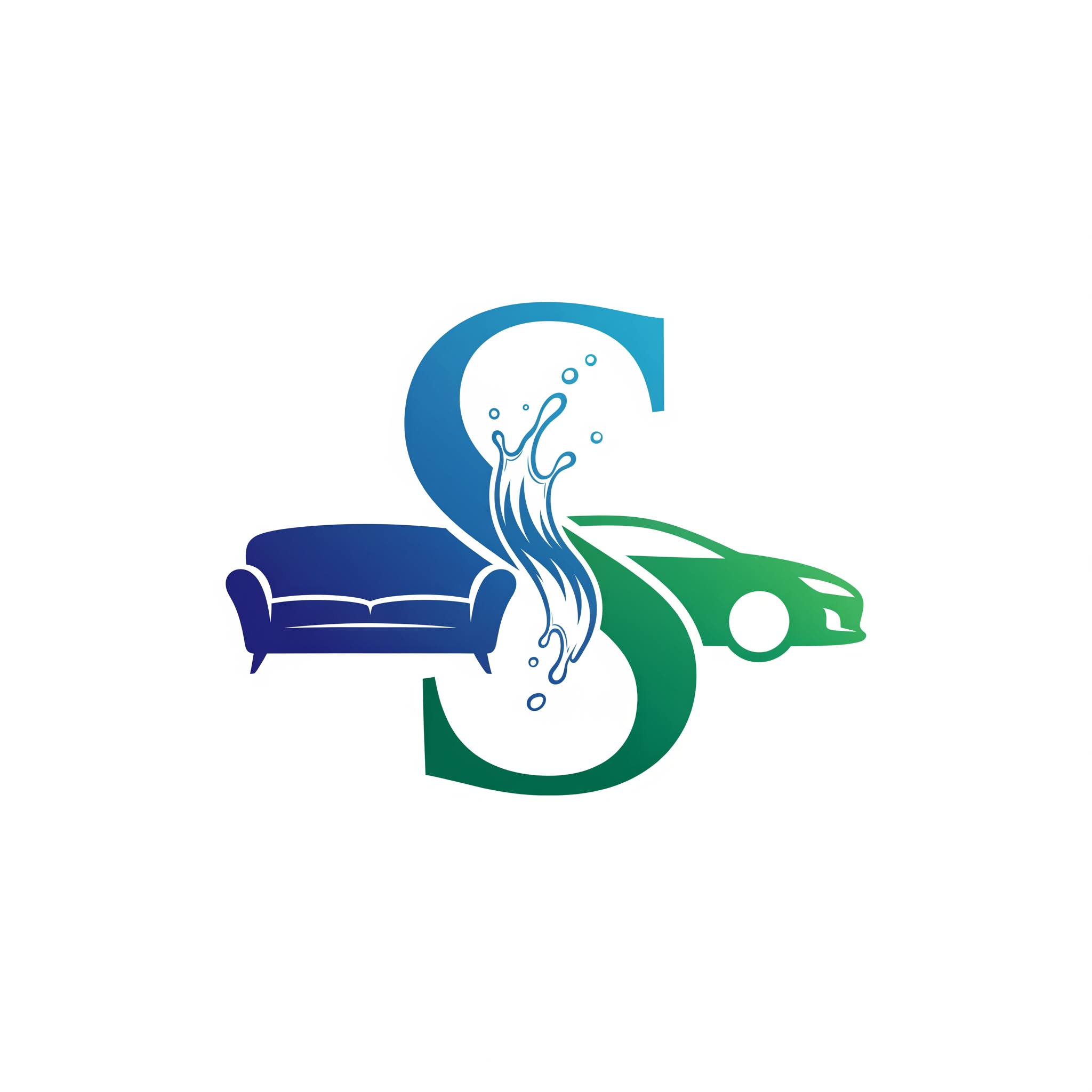 AI Design for SPARKLE
Letter "S" ko design karo:
Left side sofa shape
Right side car silhouette
Beech me water splash
Blue + Green color theme
Minimal premium branding