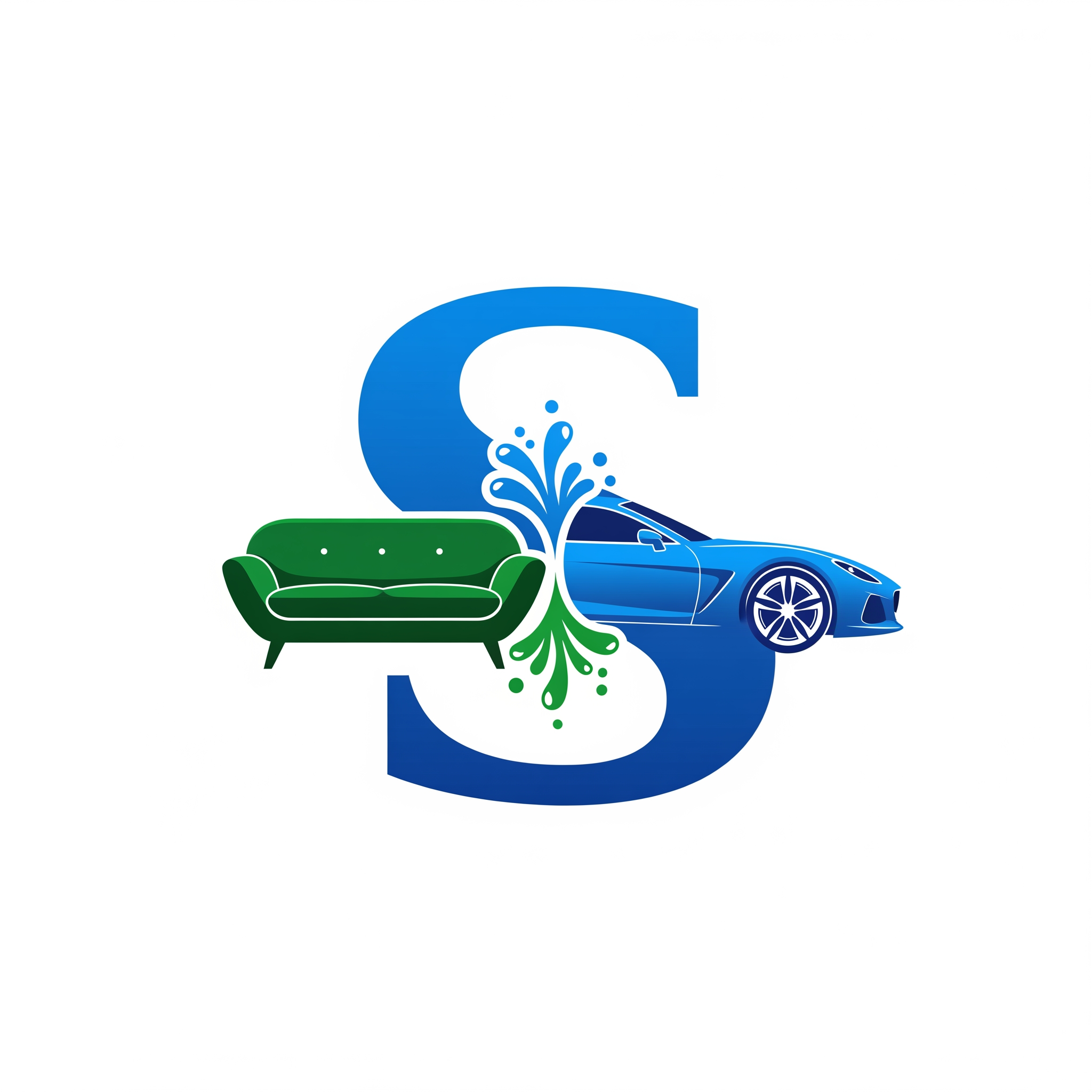 AI Design for SPARKLE
Letter "S" ko design karo:
Left side sofa shape
Right side car silhouette
Beech me water splash
Blue + Green color theme
Minimal premium branding