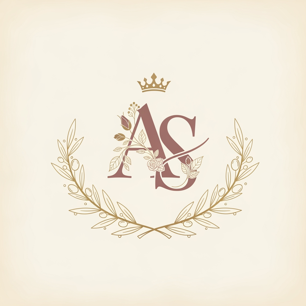AI Design for genrate more similar for inital A S without text clean more better visual for wedding logo euorpen style