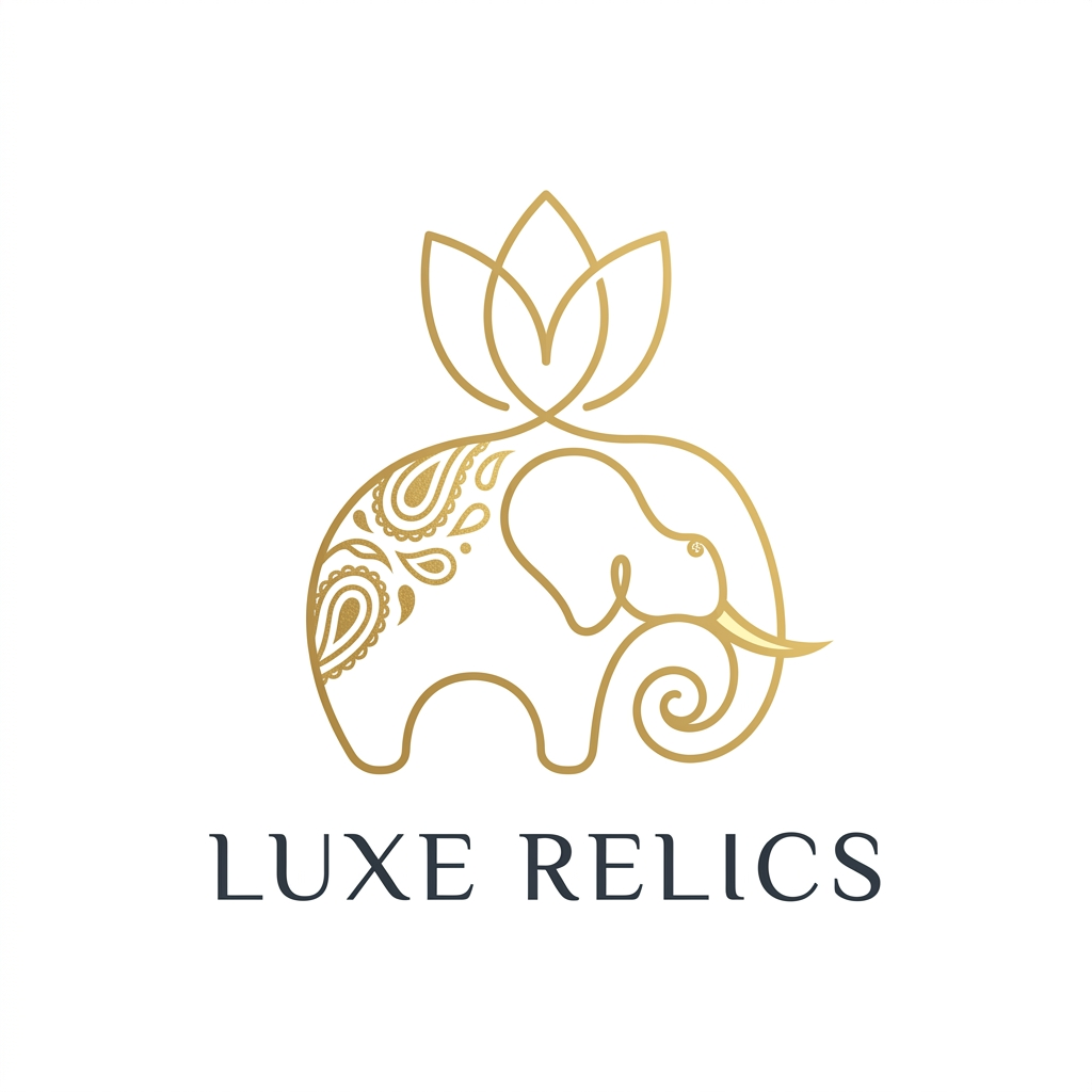 AI Design for i want more minimal because the store is related to luxury life style but they want indian asthetic to show the mix of lotus and elephant like some ancient art style of inida