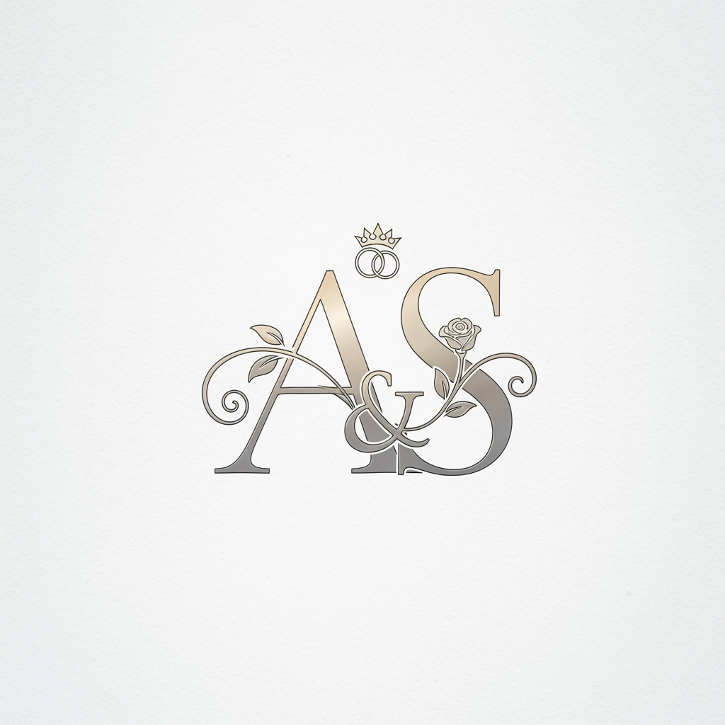AI Design for genrate more similar for inital A S without text clean more better visual for wedding logo euorpen style