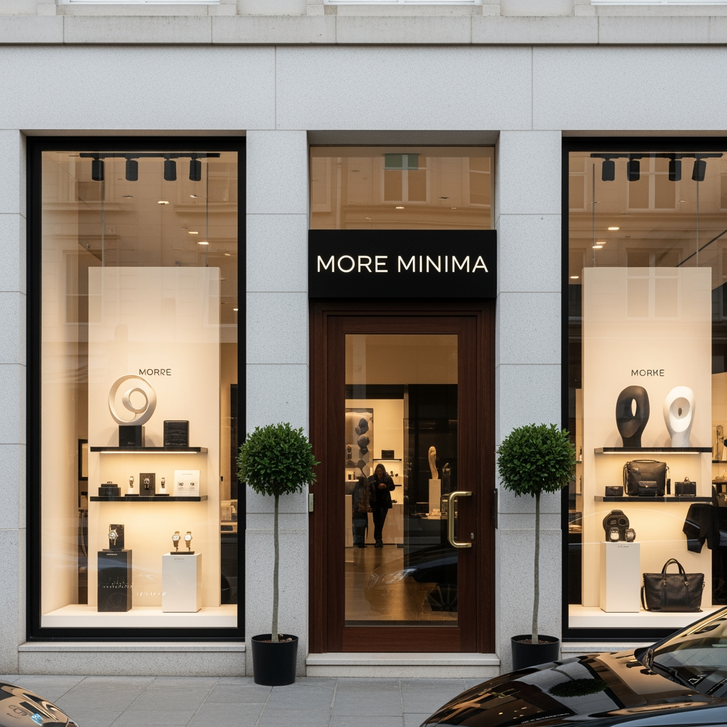 AI Design for i want more minima because the store is related to luxury life style