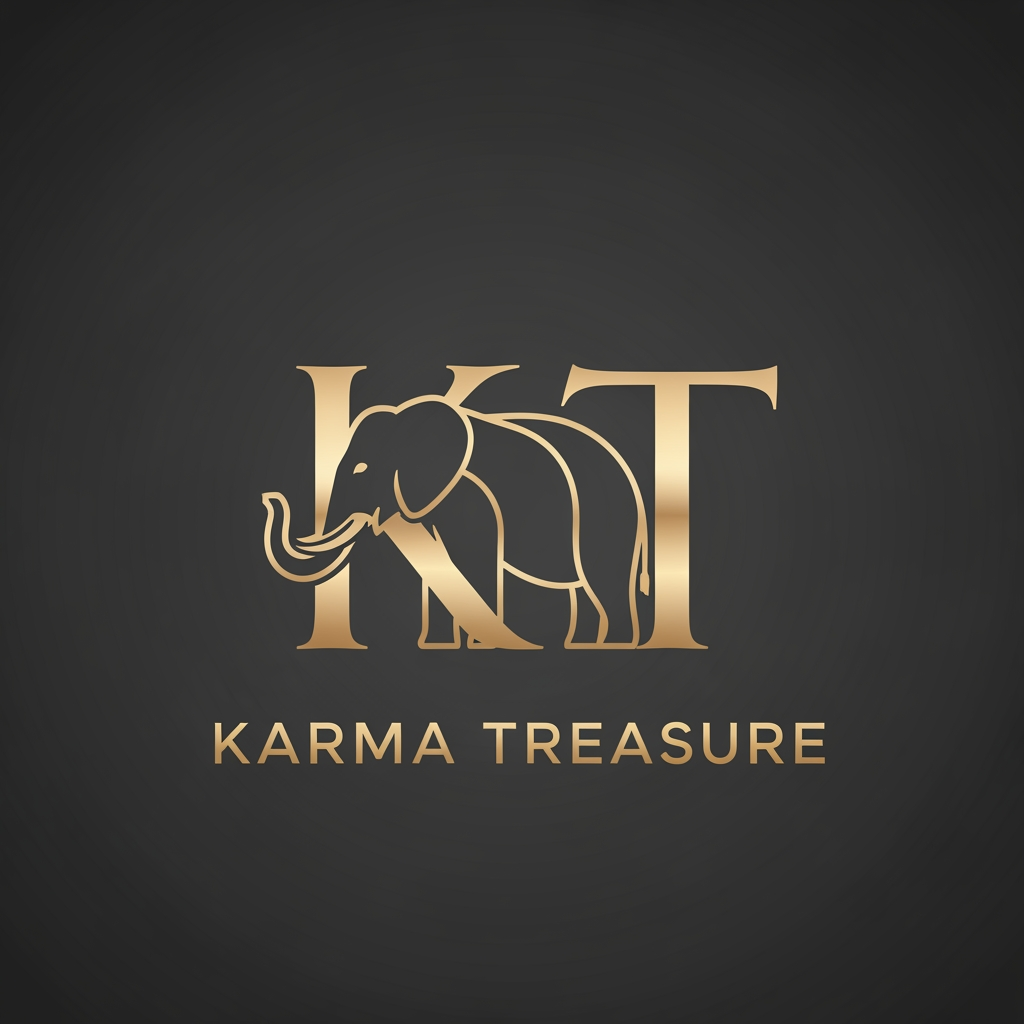 AI Design for GENERATE AN LOGO USING K AND T OF KARMA TREASURE SHOWCASING THE ELEPHANT INTEGRATED IN THE LOGO INFUSED WITH K MAKE IT CLEAN AND MINIAL FOR LUXURY STORE KARMA TREASURE IS A LUXURY HAND ICRAFT STORE
