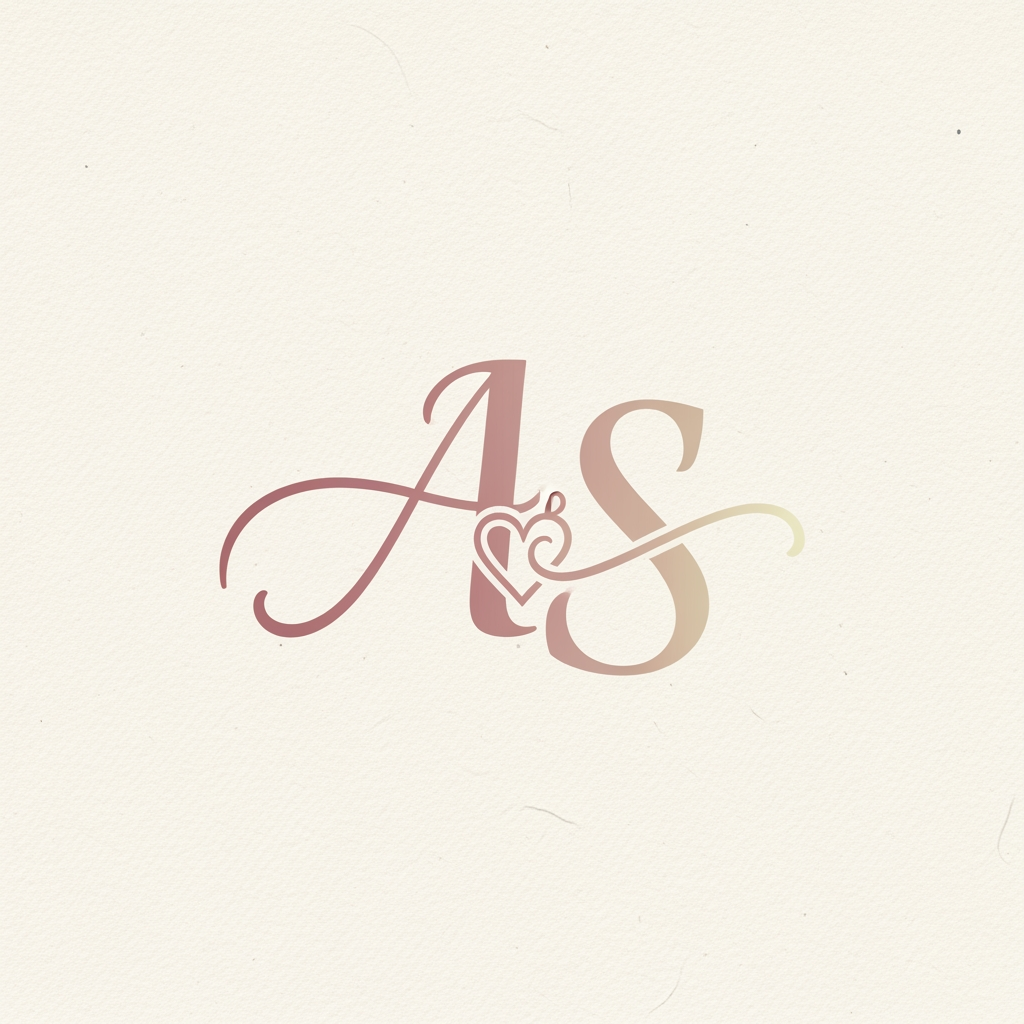 AI Design for genrate more similar for inital A S without text clean more better visual for wedding logo