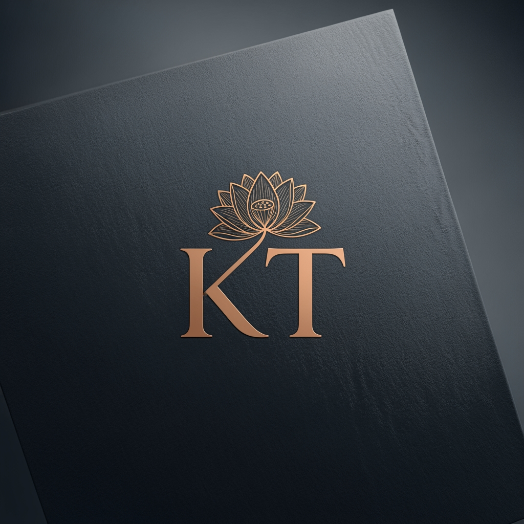 AI Design for generate an inital logo using kt as jwelley brand clean minimal fo rluxury store take refrence from worl dbest jwellery shops logos implant lotus init