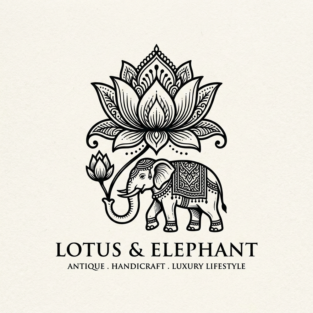 AI Design for here is the refrence create an logo for the lotus with elephant it should like an one elemnt telling more the company like handicraft, antique, luxury, lifestyle