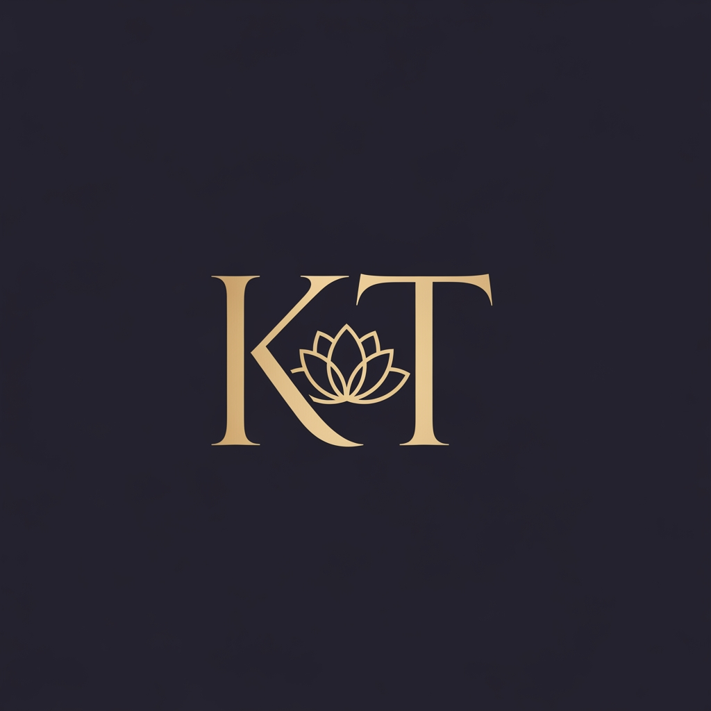 AI Design for generate an inital logo using kt as jwelley brand clean minimal fo rluxury store take refrence from worl dbest jwellery shops logos implant lotus init