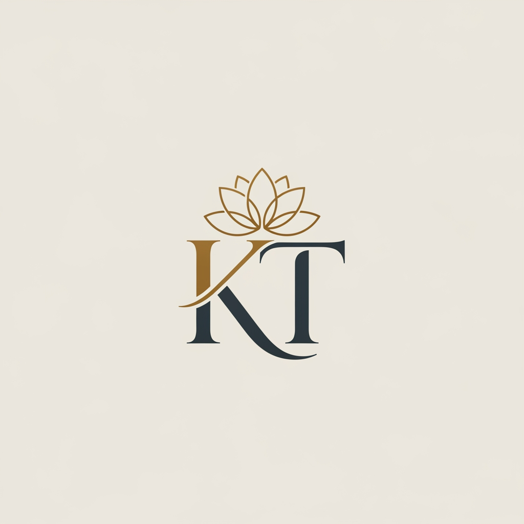 AI Design for generate an inital logo using kt as jwelley brand clean minimal fo rluxury store take refrence from worl dbest jwellery shops logos implant lotus init