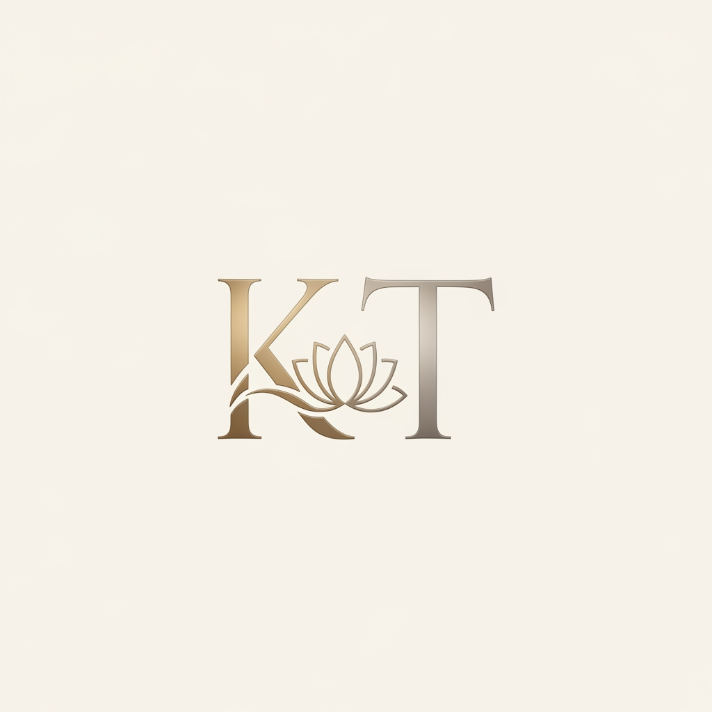 AI Design for generate an inital logo using kt as jwelley brand clean minimal fo rluxury store take refrence from worl dbest jwellery shops logos implant lotus init