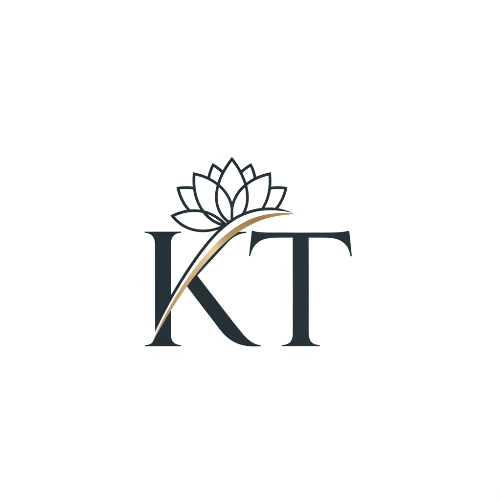 AI Design for generate an inital logo using kt as jwelley brand clean minimal fo rluxury store take refrence from worl dbest jwellery shops logos implant lotus init