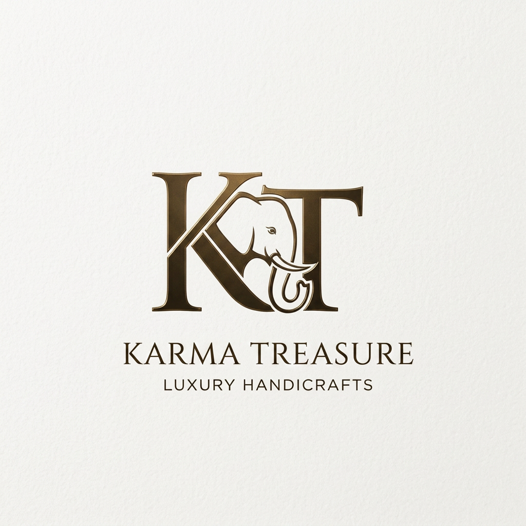 AI Design for GENERATE AN LOGO USING K AND T OF KARMA TREASURE SHOWCASING THE ELEPHANT INTEGRATED IN THE LOGO INFUSED WITH K MAKE IT CLEAN AND MINIMAL FOR LUXURY STORE KARMA TREASURE IS A LUXURY HAND ICRAFT STORE  MAKE IT MIX SYMBOL