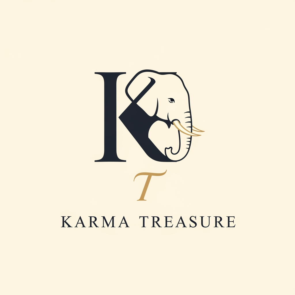 AI Design for GENERATE AN LOGO USING K AND T OF KARMA TREASURE SHOWCASING THE ELEPHANT INTEGRATED IN THE LOGO INFUSED WITH K MAKE IT CLEAN AND MINIAL FOR LUXURY STORE KARMA TREASURE IS A LUXURY HAND ICRAFT STORE