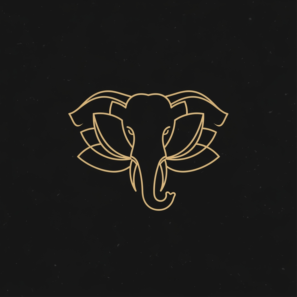 AI Design for create soemthing unqiue with a mix of elephant and lotus it should be minial can convey the mesaage of unique handicrafts, luxury gifitngs