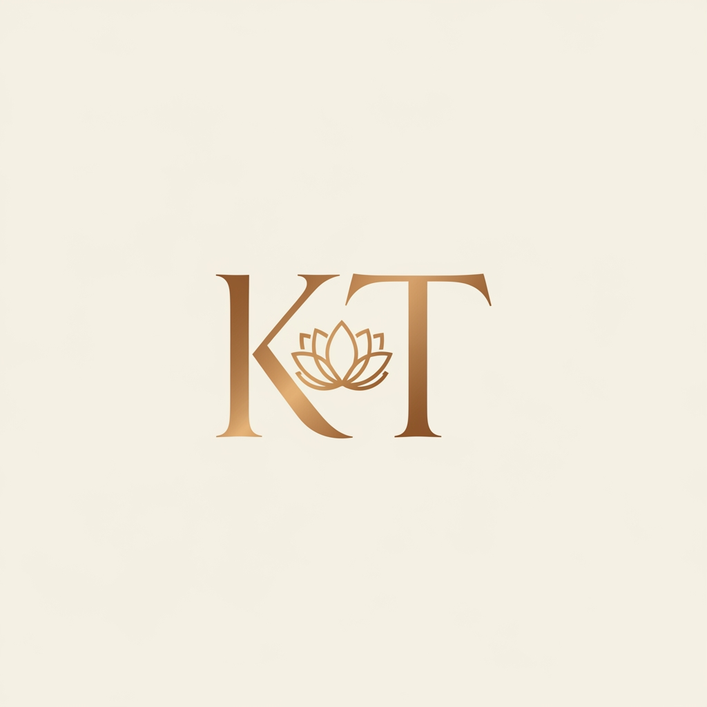 AI Design for generate an inital logo using kt as jwelley brand clean minimal fo rluxury store take refrence from worl dbest jwellery shops logos implant lotus init