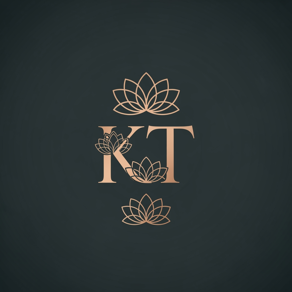 AI Design for generate an inital logo using kt as jwelley brand clean minimal fo rluxury store take refrence from worl dbest jwellery shops logos implant lotus init