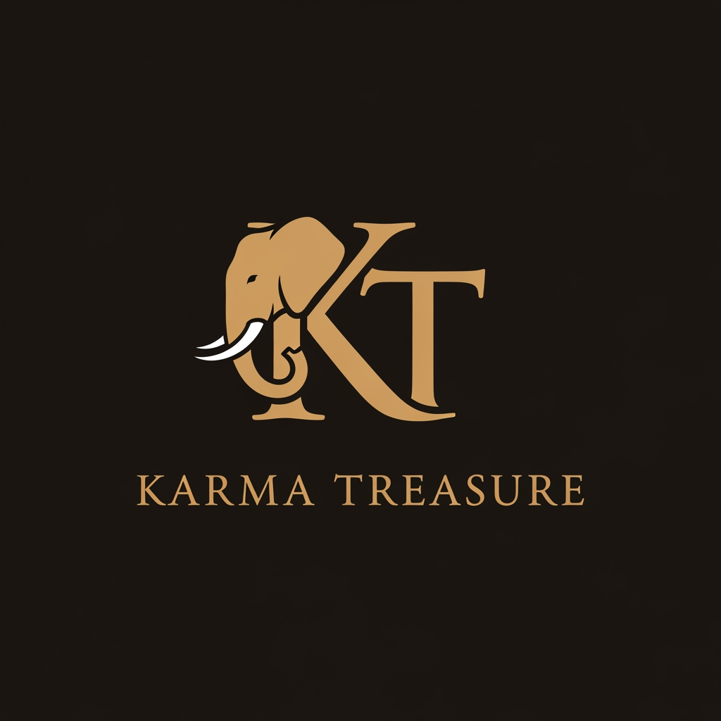 AI Design for GENERATE AN LOGO USING K AND T OF KARMA TREASURE SHOWCASING THE ELEPHANT INTEGRATED IN THE LOGO INFUSED WITH K MAKE IT CLEAN AND MINIMAL FOR LUXURY STORE KARMA TREASURE IS A LUXURY HAND ICRAFT STORE  MAKE IT MIX SYMBOL