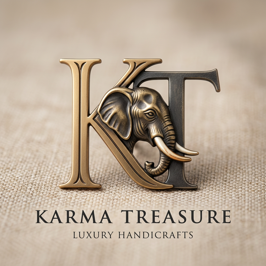 AI Design for GENERATE AN LOGO USING K AND T OF KARMA TREASURE SHOWCASING THE ELEPHANT INTEGRATED IN THE LOGO INFUSED WITH K MAKE IT CLEAN AND MINIMAL FOR LUXURY STORE KARMA TREASURE IS A LUXURY HAND ICRAFT STORE  MAKE IT MIX SYMBOL