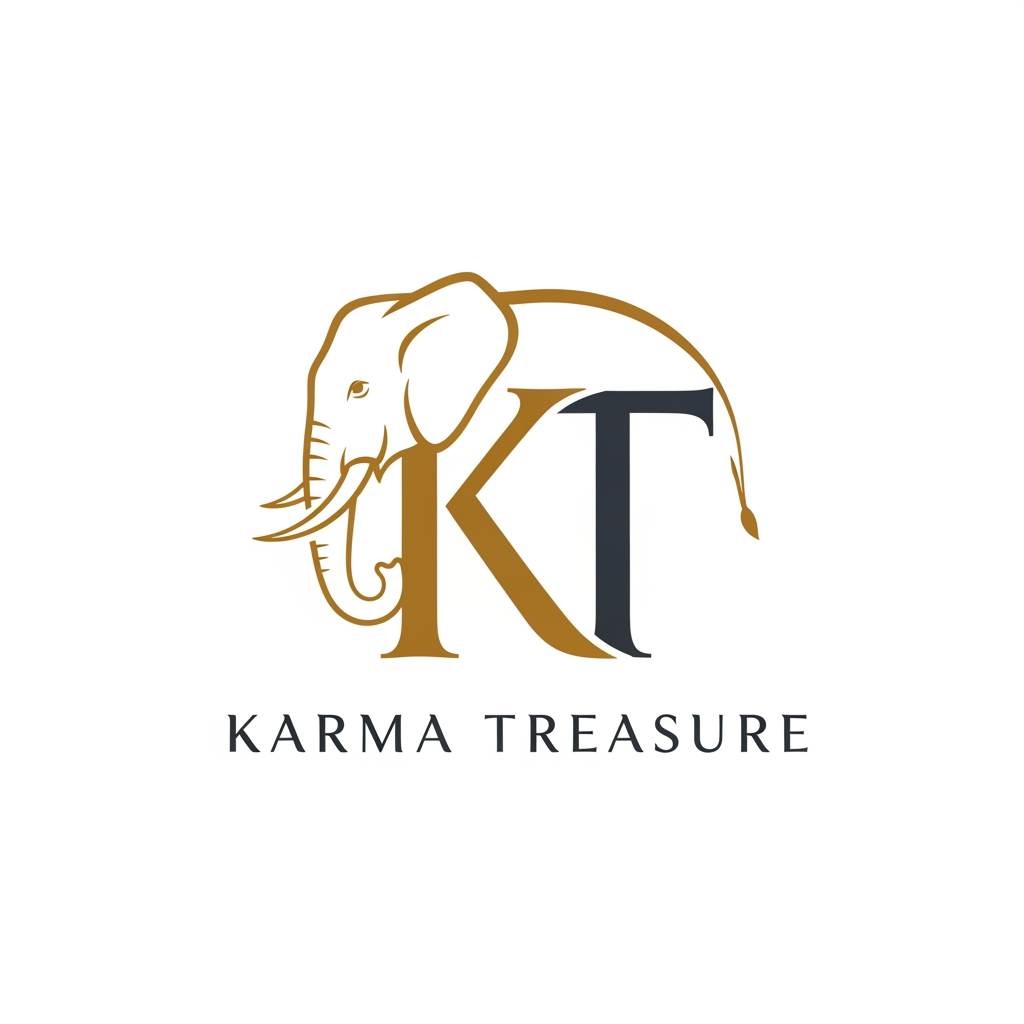 AI Design for GENERATE AN LOGO USING K AND T OF KARMA TREASURE SHOWCASING THE ELEPHANT INTEGRATED IN THE LOGO INFUSED WITH K MAKE IT CLEAN AND MINIMAL FOR LUXURY STORE KARMA TREASURE IS A LUXURY HAND ICRAFT STORE  MAKE IT MIX SYMBOL