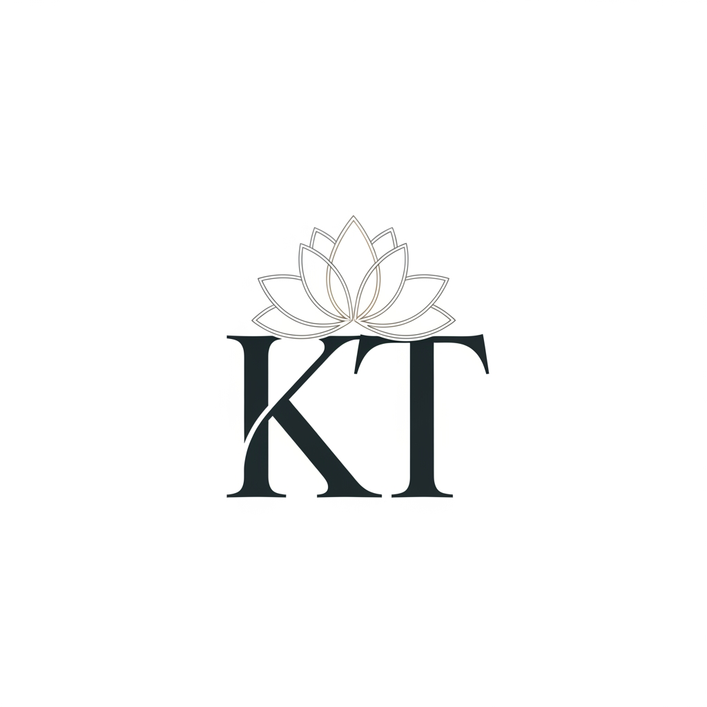 AI Design for generate an inital logo using kt as jwelley brand clean minimal fo rluxury store take refrence from worl dbest jwellery shops logos implant lotus init