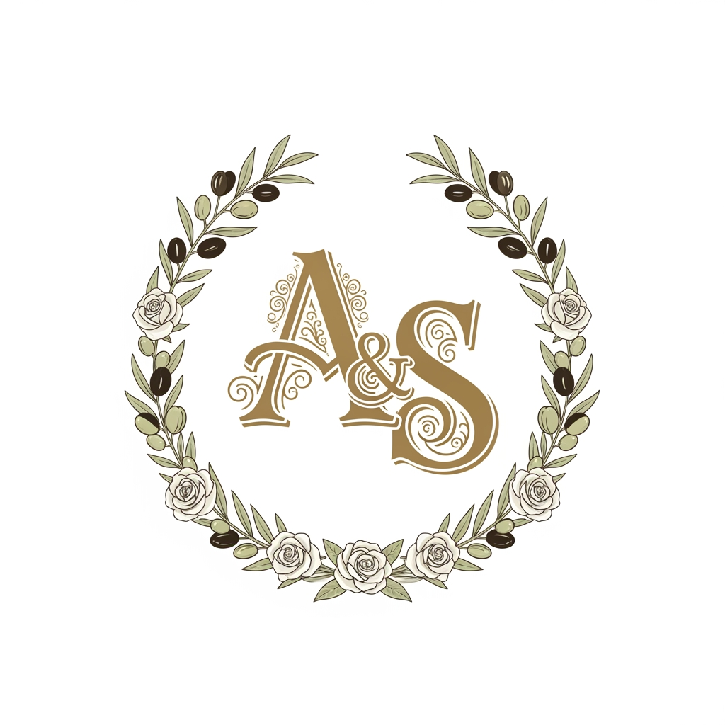 AI Design for genrate more similar for inital A S without text clean more better visual for wedding logo euorpen style