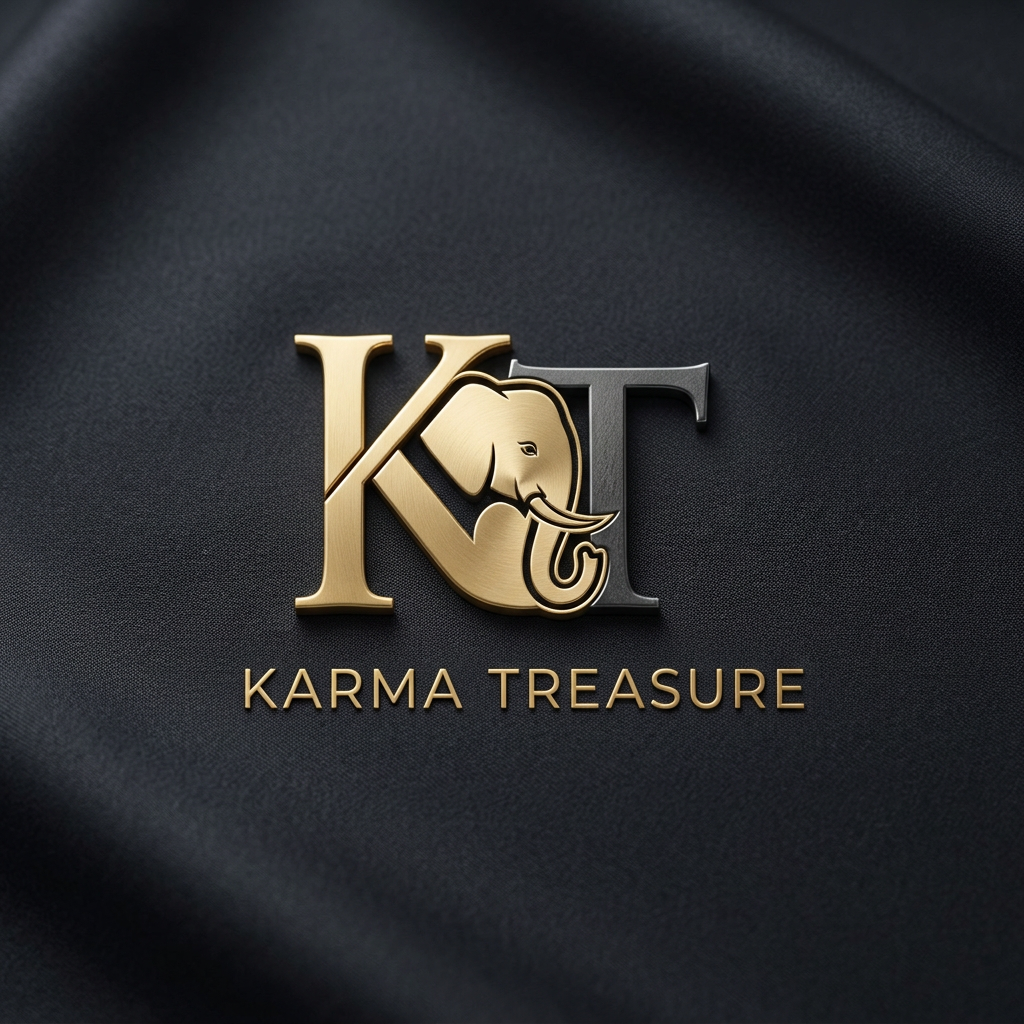 AI Design for GENERATE AN LOGO USING K AND T OF KARMA TREASURE SHOWCASING THE ELEPHANT INTEGRATED IN THE LOGO INFUSED WITH K MAKE IT CLEAN AND MINIMAL FOR LUXURY STORE KARMA TREASURE IS A LUXURY HAND ICRAFT STORE  MAKE IT MIX SYMBOL