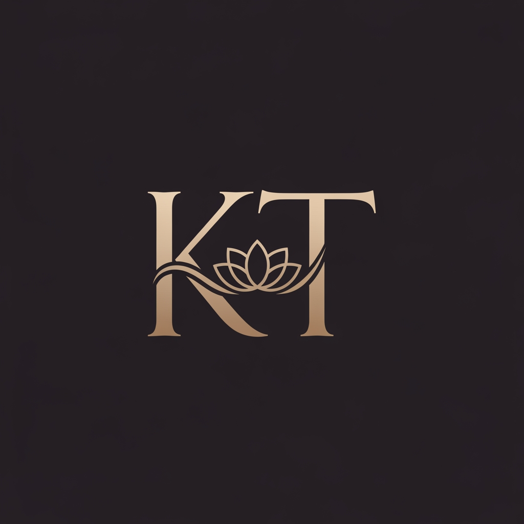 AI Design for generate an inital logo using kt as jwelley brand clean minimal fo rluxury store take refrence from worl dbest jwellery shops logos implant lotus init