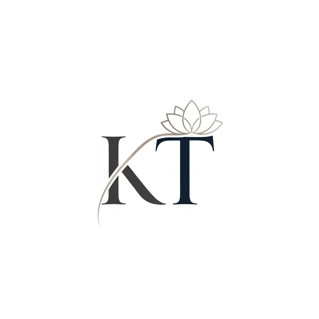 AI Design for generate an inital logo using kt as jwelley brand clean minimal fo rluxury store take refrence from worl dbest jwellery shops logos implant lotus init