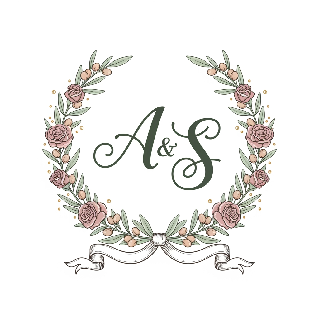 AI Design for genrate more similar for inital A S without text clean more better visual for wedding logo euorpen style