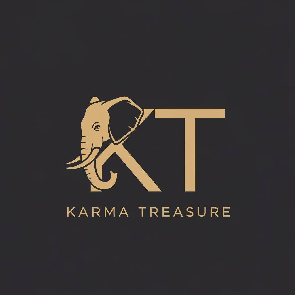 AI Design for GENERATE AN LOGO USING K AND T OF KARMA TREASURE SHOWCASING THE ELEPHANT INTEGRATED IN THE LOGO INFUSED WITH K MAKE IT CLEAN AND MINIAL FOR LUXURY STORE