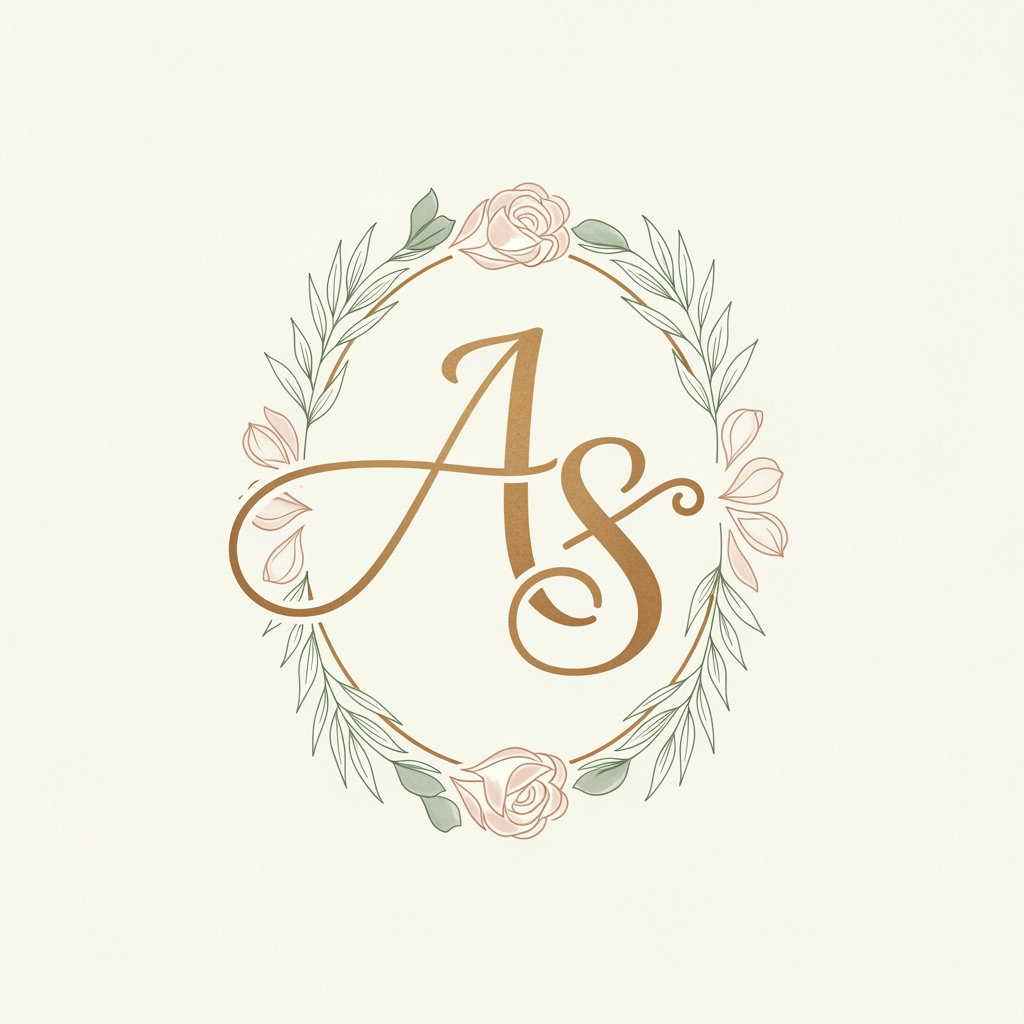 AI Design for genrate more similar for inital A S without text clean more better visual for wedding logo