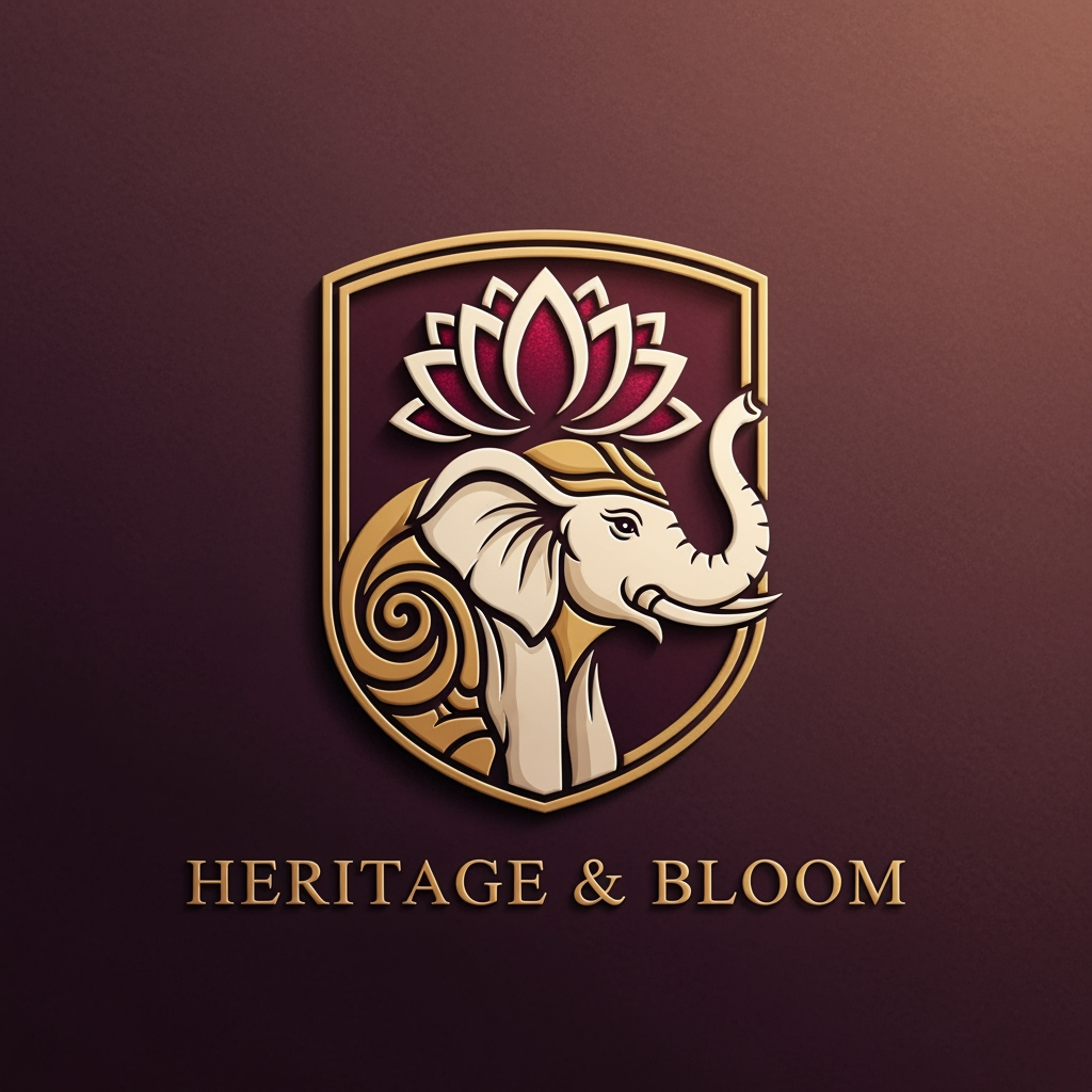 AI Design for create an logo for an antique handicrafts or silver handicrafts store logo they want to represent these in the vibrance of elephant and lotus which resembles trust elegance and luxury lifestyle and the company will also be in the import export for the handicrafts but the motive of the brand is to stand out in the market and represent an handicraft iteam and luxury antique, vintage for middle class to an billlionare sto the logo should be somehting like can go wit the store branding socail embossing crafting and symbolize everything
