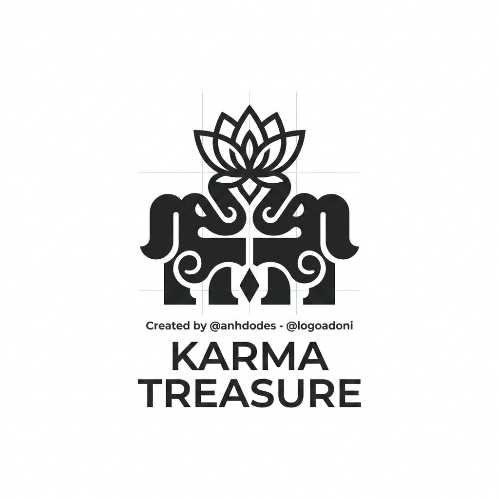 AI Design for genrate somrthing close to the design with lotus+ 2 elephant facing each other for karma treasure