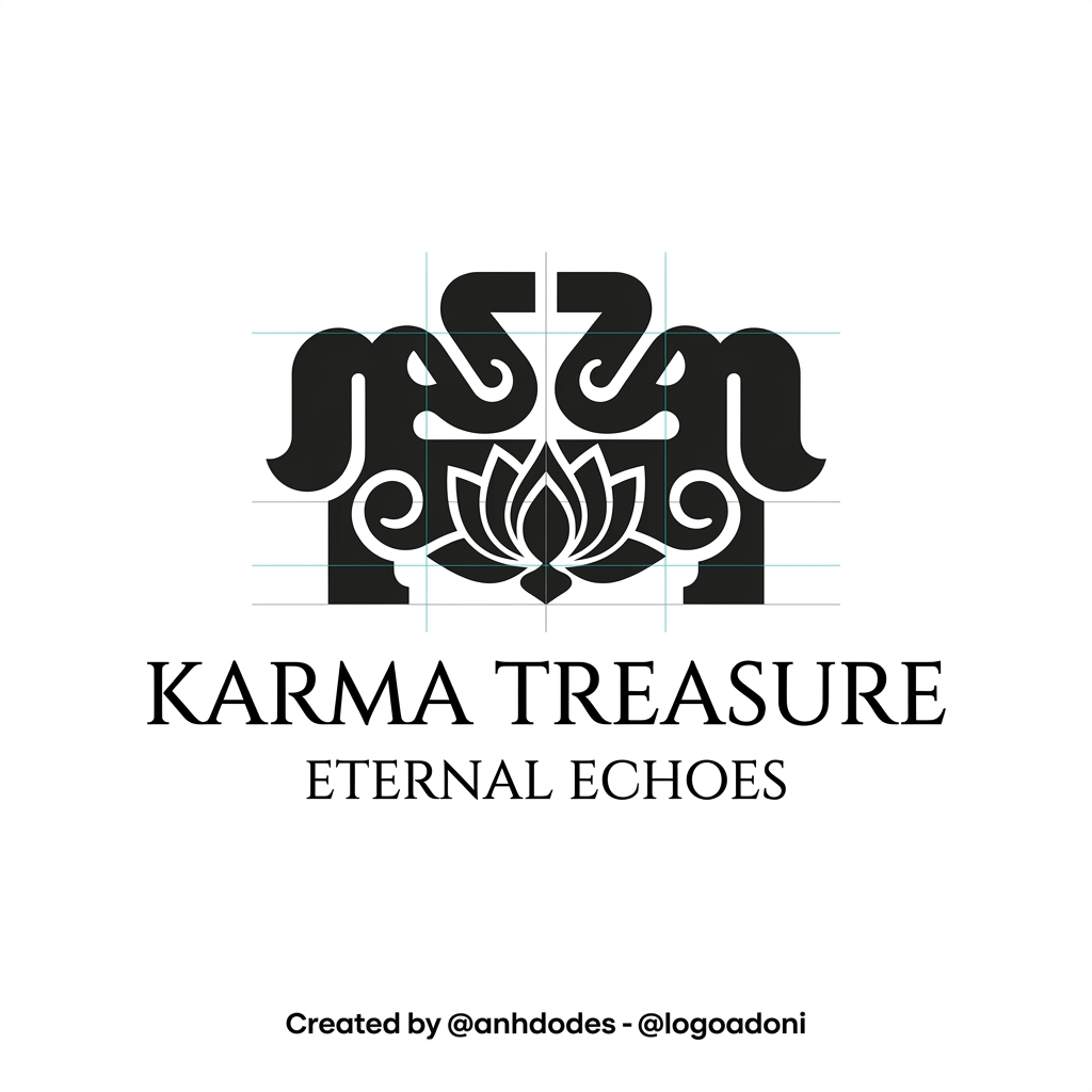 AI Design for genrate somrthing close to the design with lotus+ 2 elephant facing each other for karma treasure