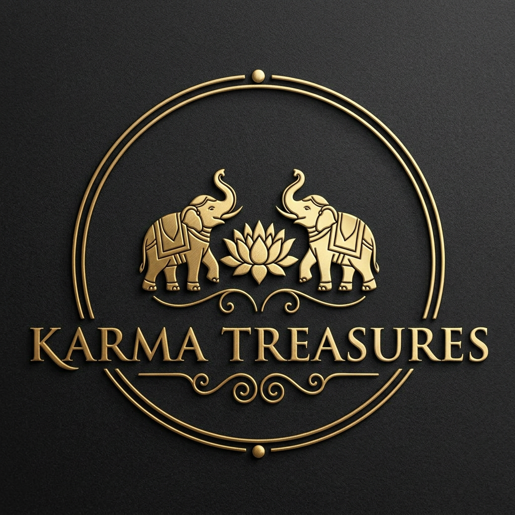 AI Design for generate an logo similar for the brand karma Treasure, the brands store is for the antiqus luxury handicraft iteam, with luxury gifting the logo should be clean and minial as luxury store make it perfect so can go for emboss eaily