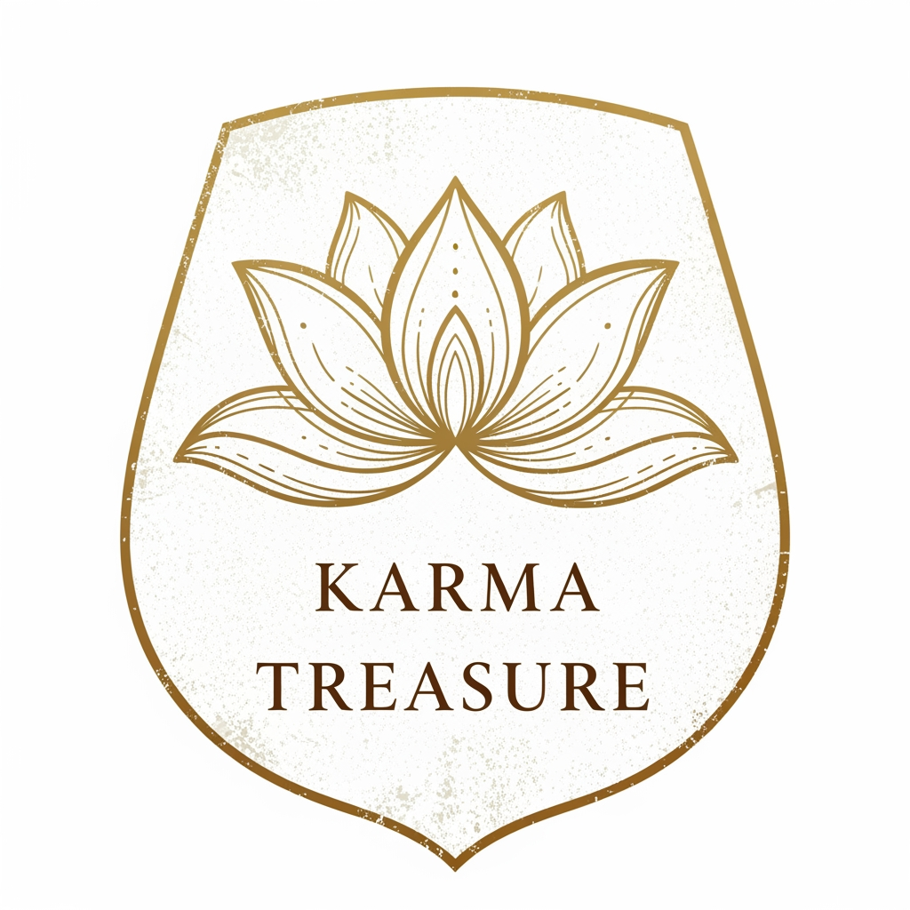 AI Design for generate an logo for the brand karma treasure know for handicraft, antuique and luxury gifitngs want lotus in there logo