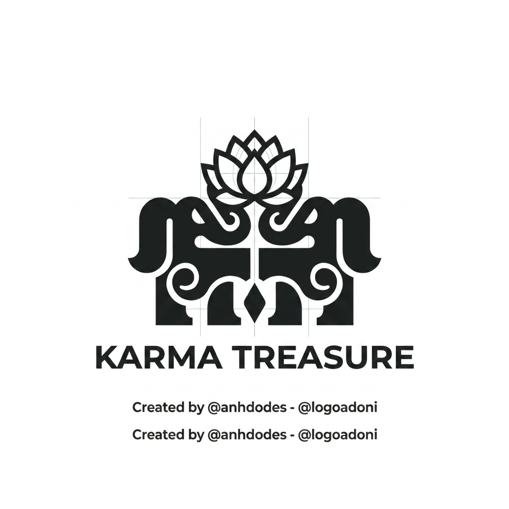 AI Design for genrate somrthing close to the design with lotus+ 2 elephant facing each other for karma treasure