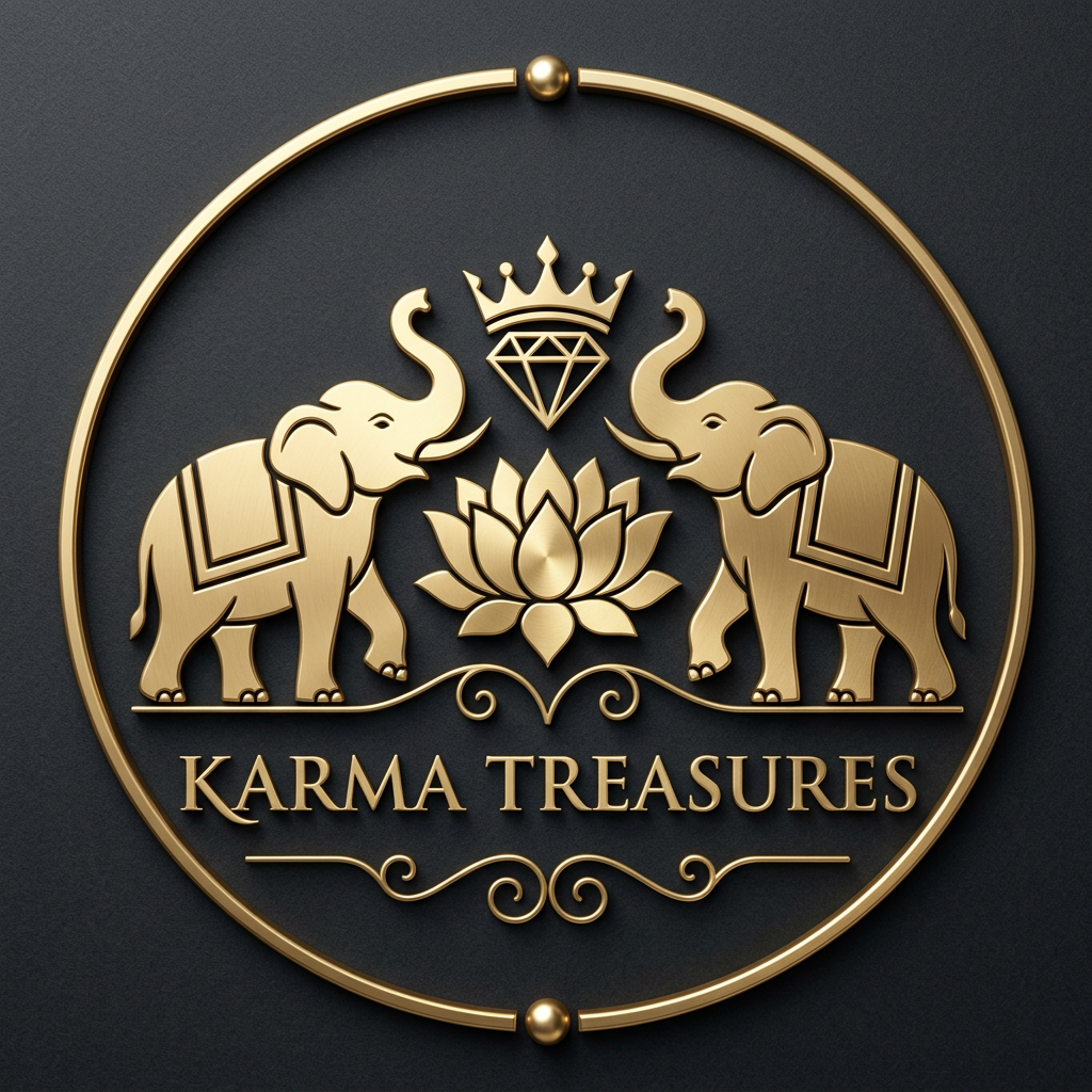 AI Design for generate an logo similar for the brand karma Treasure, the brands store is for the antiqus luxury handicraft iteam, with luxury gifting the logo should be clean and minial as luxury store make it perfect so can go for emboss eaily