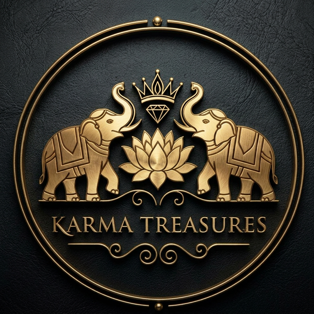 AI Design for generate an logo similar for the brand karma Treasure, the brands store is for the antiqus luxury handicraft iteam, with luxury gifting the logo should be clean and minial as luxury store make it emboss accurate