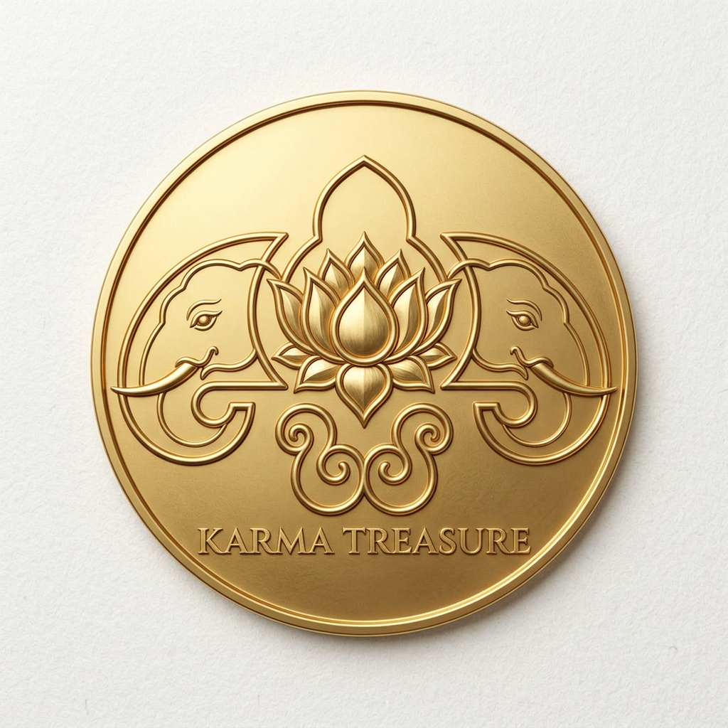 AI Design for generte something close to these two elephant+ lotus for karma treasure make elephant facing lotus