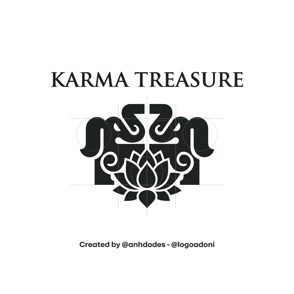 AI Design for genrate somrthing close to the design with lotus+ 2 elephant facing each other for karma treasure
