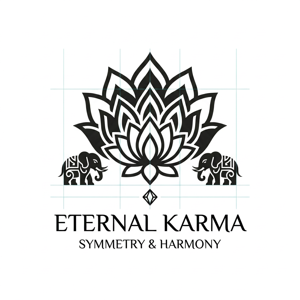 AI Design for GENERATE SOMETHING SIMILAR DO NOT COPY EXACT BUT MAKE THE LLOTUS MAIN ELEMNT AS BIG AND TWO ELEPHANT SMALL