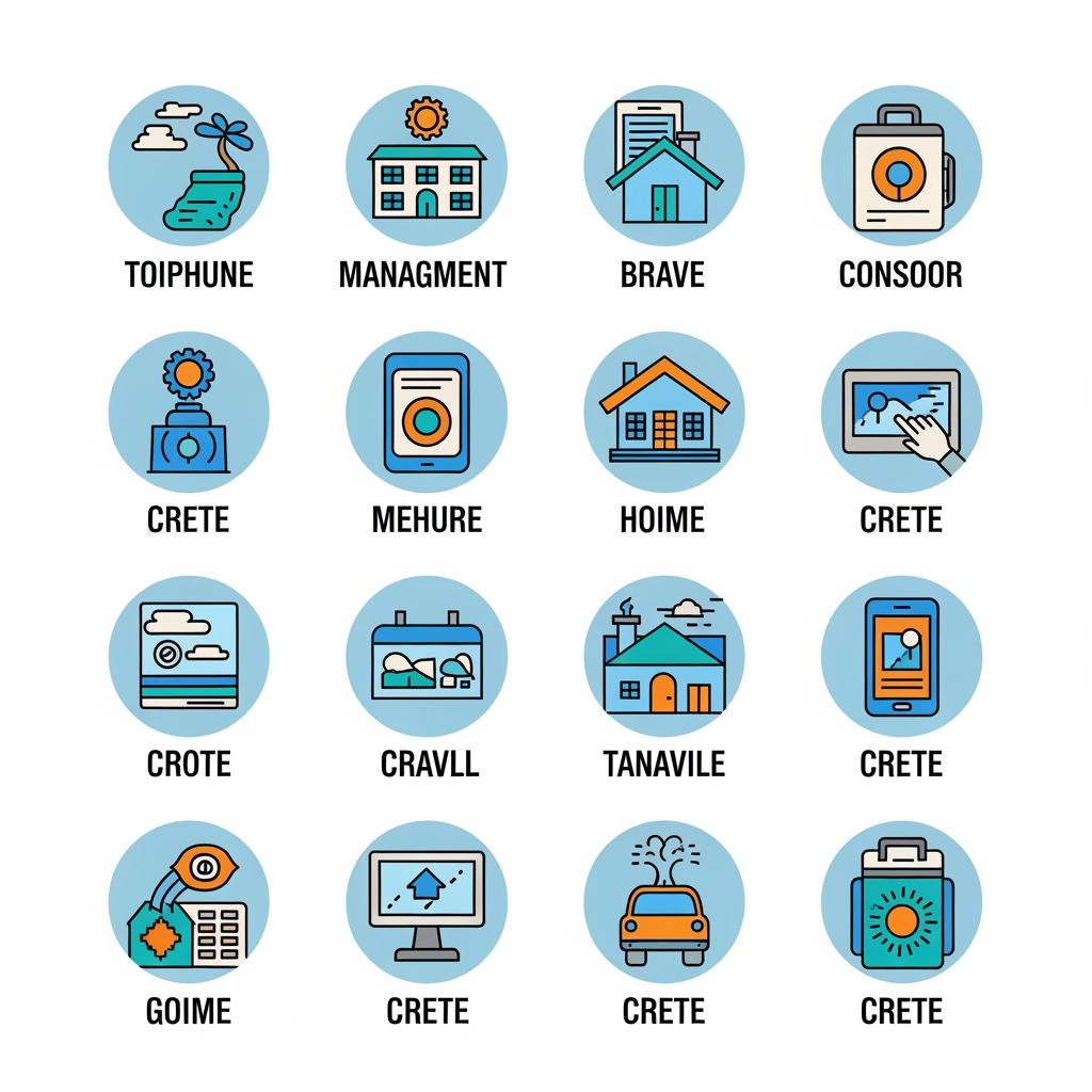AI Design for Crete icons for these services:
VACATION RENTAL MANAGEMENT
CAR RENTAL
SCOOTER RENTAL
BIKE AND E-BIKE RENTAL
TRANSFER AND TAXI SERVICES
CLEANING SERVICES
LANDSCAPING SERVICES
HOME INSPECTION