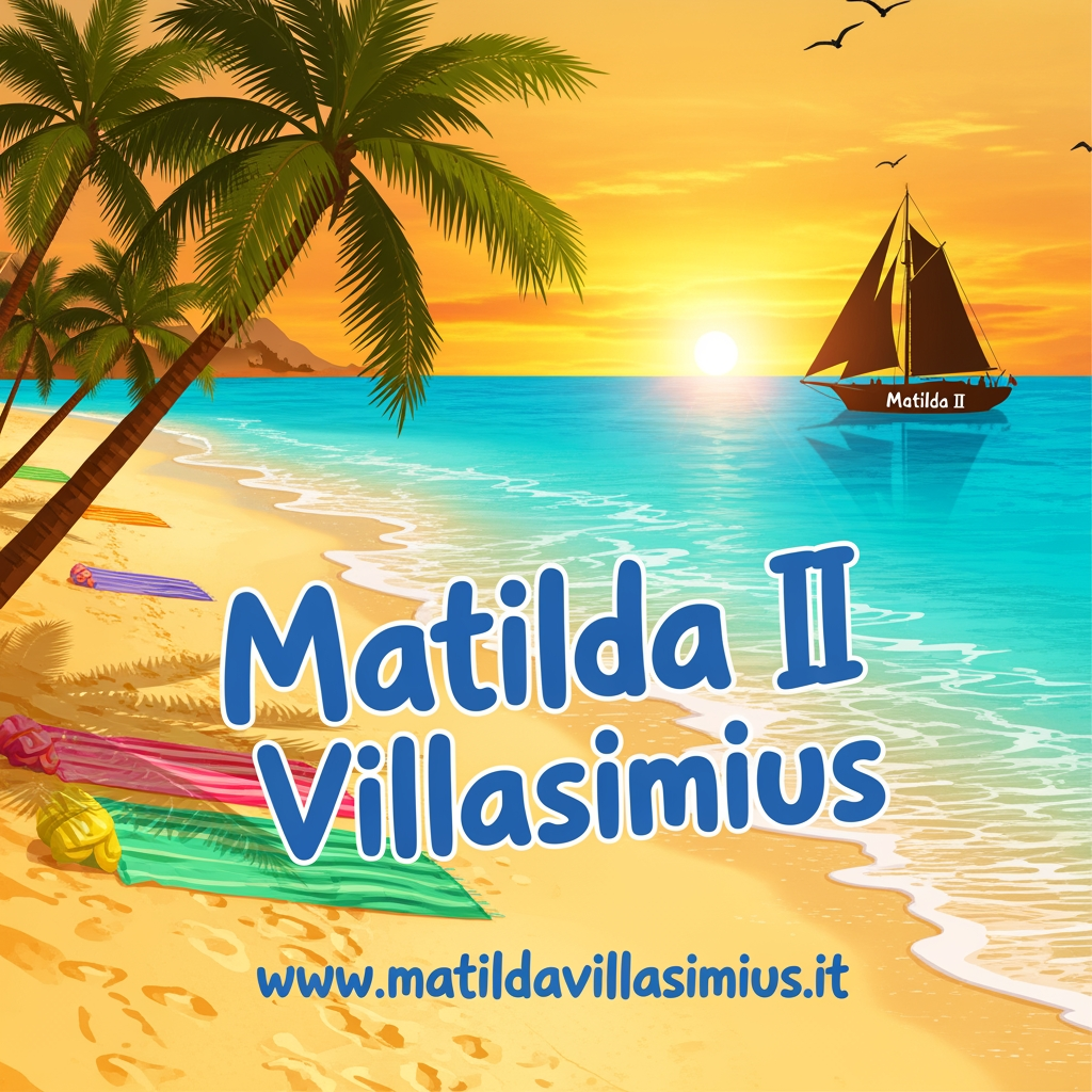 AI Design for Crea un volantino per sponsorizzare Matilda II di Villasimius. Questo è il sito. www.matildavillasimius.it. La grafica deve essere estiva e accativante