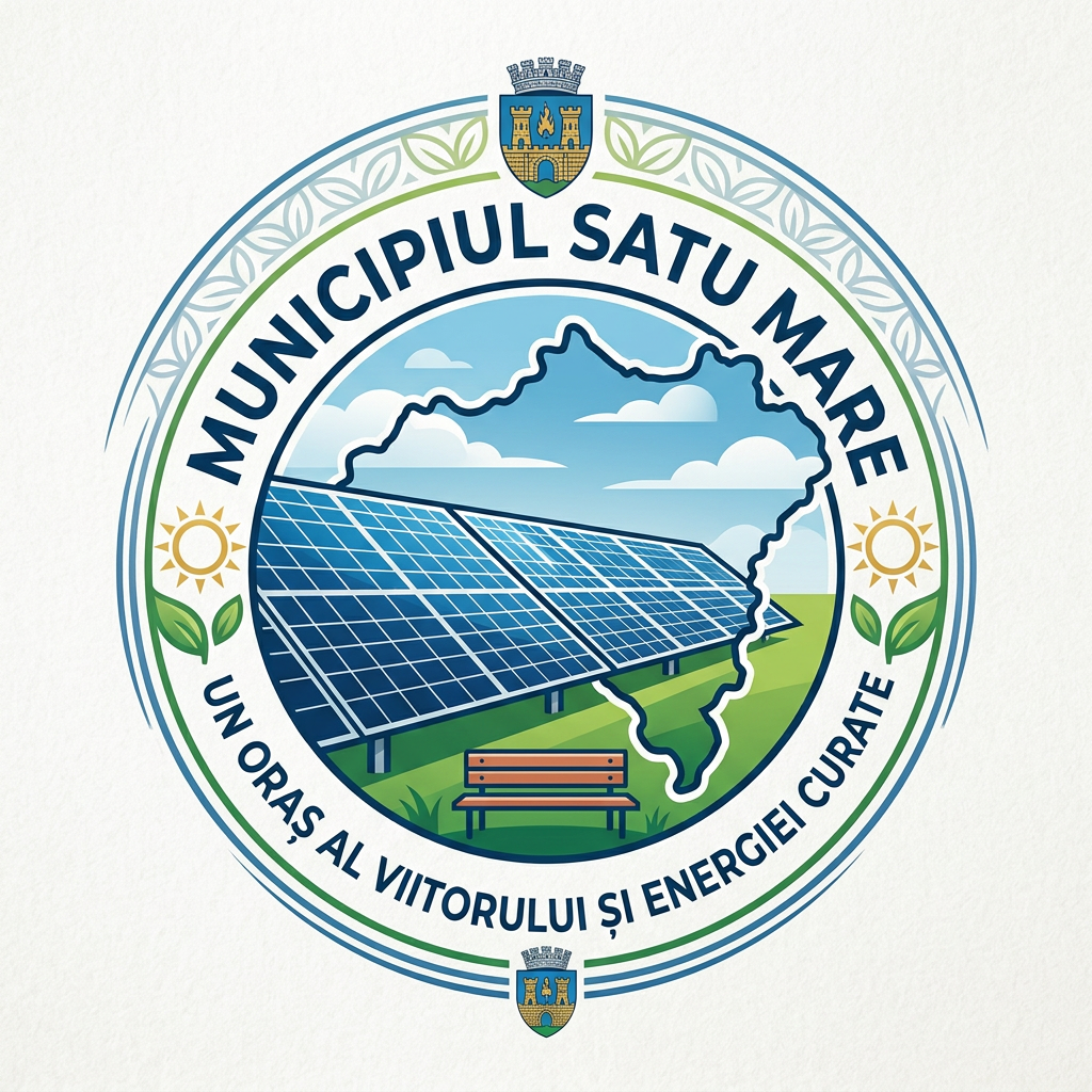 AI Design for Imi trebuie un logo cu Municipiul Satu Mare si imaginea acestor panouri in conturul municipiului