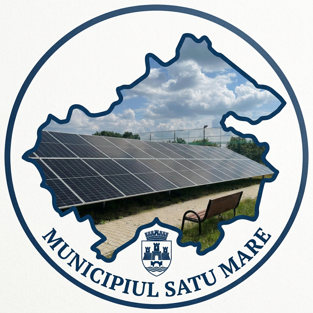 AI Design for Imi trebuie un logo cu Municipiul Satu Mare si imaginea acestor panouri in conturul municipiului