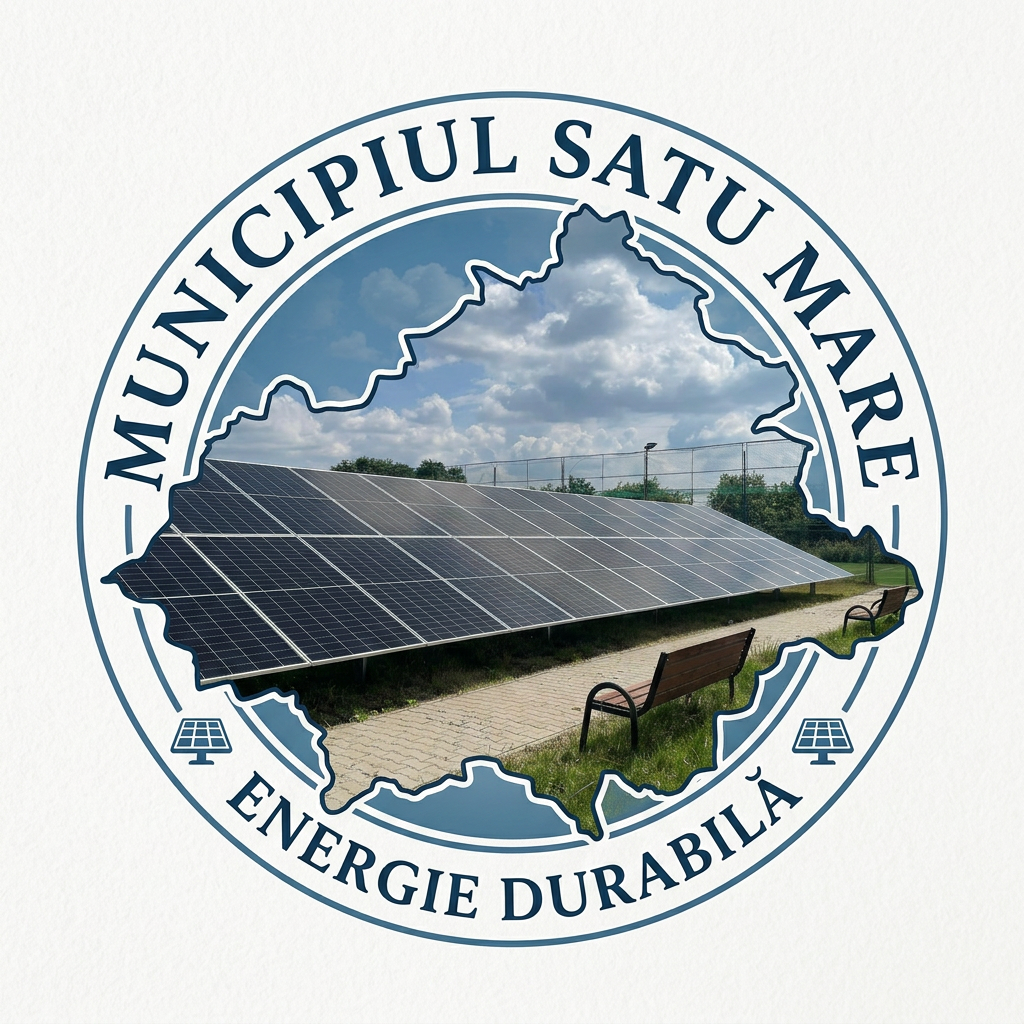 AI Design for Imi trebuie un logo cu Municipiul Satu Mare si imaginea acestor panouri in conturul municipiului